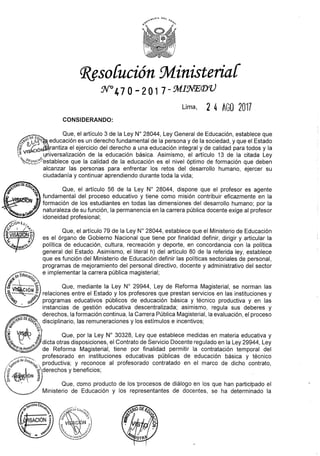 RESOLUCIÓN MINISTERIAL N° 470 PLAN DE RECUPERACIÓN