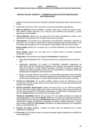Norma Técnica de Salud para la Atención Integral de la Persona Afectada con Tuberculosis en Perú