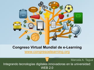 Congreso Virtual Mundial de e-Learning 
Marcela A. Tagua 
www.congresoelearning.org 
Integrando tecnologías digitales innovadoras en la universidad: 
WEB 2.0 
 