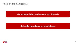 13
There are two main reasons
Our modern living environment and lifestyle
Scientific Knowledge on mindfulness
 