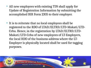 RMO 20-2015 Registration of Employees and issuance of TIN | PPTX