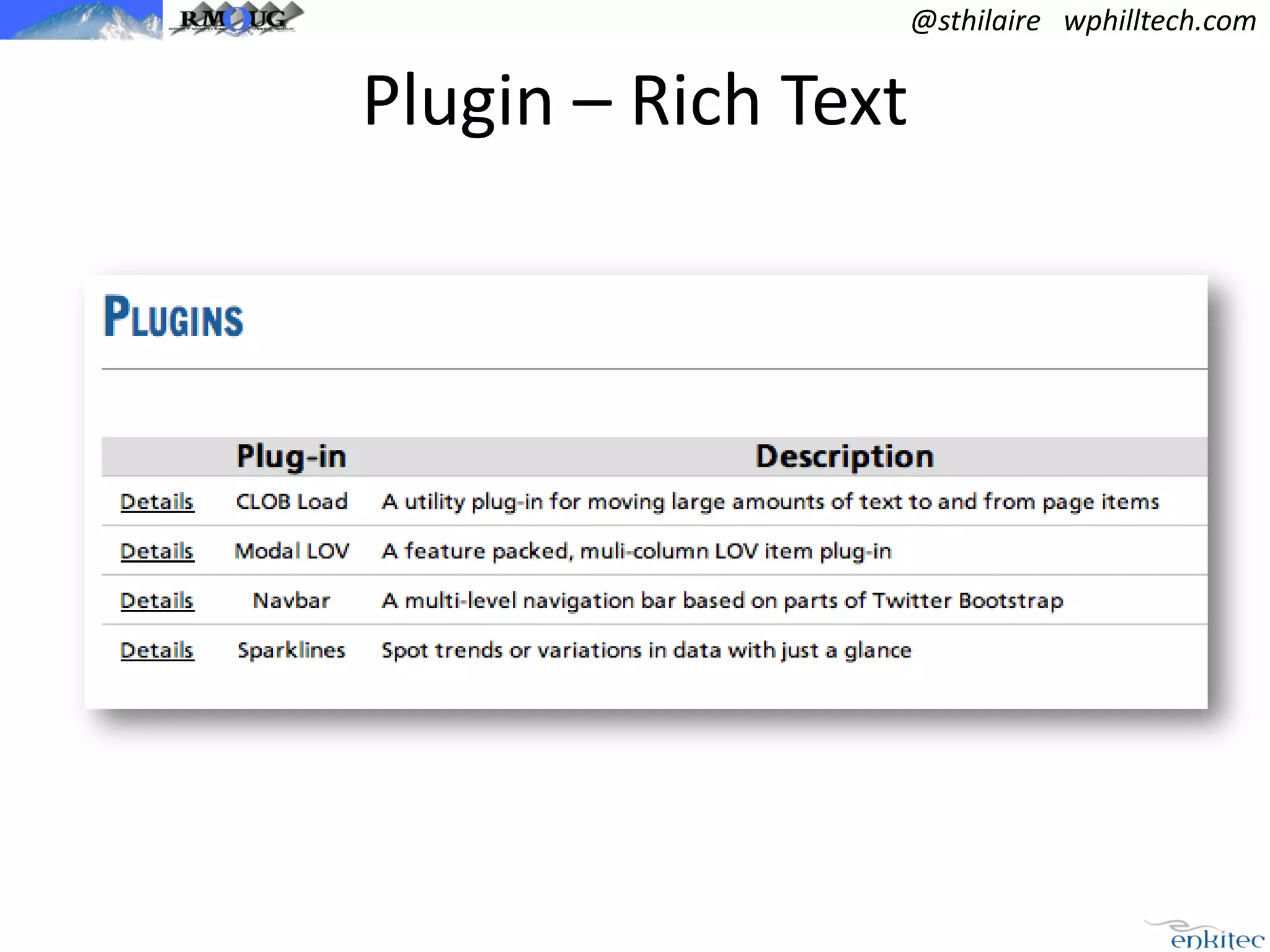 @sthilaire wphilltech.com

Plugin – Rich Text

 