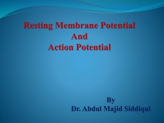 Resting Membrane Potential
And
Action Potential
By
Dr. Abdul Majid Siddiqui
 