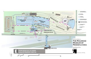 EXTERIOR VISITOR EXPERIENCE AREAS:
                                                                                                                                                                                                                                                                                                                                                                                                                  GRASSED / LANDSCAPED PORTIONS OF SITE




                                                                                                                                                                                                                                                                                                                             FENCE
                                                                                                              RESTORATION SHOP                                                                                                                                                                                                                                                                                    VEHICULAR AREAS,
                                                                                            SERVICE
                                                                                            DRIVE            (GUIDED TOURS ONLY)                                                                                                                                                                                                                                                                                  ROADWAYS, PARKING
                                                                                                                                                                                                                                                                                       FENC
                                                                                                                                                                                                                                                                                              E


                                                                                                                                                                                                                                                                                                                                                          FUTURE                                                  PEDESTRIAN AREAS,




                                                                                                                                                                                                                                                            FENCE
                                                                                                                                    STAIR TO
                                                                                                                                                                                                                                                                    OU                                                                                    ROUNDHOUSE                                              SIDEWALKS, HARDSCAPES
                         SERVICE
                         ENTRY
                                                                                                                                    OVERLOOK
                                                                                                                                                                                                                                                                       TD   OO
                                                                                                                                                                                                                                                                                                                                                          ADDITION (FOOTPRINT DASHED)

PARKING
                                                                                                                                                                                                                                                                               R   ROL
                                                                                                                                                                                                                                                                                              LIN                                                                                                                 INTERIOR VISITOR EXPERIENCE AREAS: LOBBY,




                                                                                                                                    OVERLOOK ABOVE
                                                     EAST ROLLING STOCK                                                                                                                                                                                                                           G   STO
                                                                                                                                                                                                                                                                                                                                                                                T T                               AMENITIES, AND EXHIBIT & PROGRAM SPACES
                                                                                                                                                              BELOW THE
                                                                                                                                                                                                     WEST RO                                                                                             CK                                LOCOMOTIVE
                                                                                                                                                                                                             LLING S
                                                                                                                                                              LOCOMOTIVE

                                                        EXHIBIT HALL                                                                                                                                                 TOCK                                                                                     YAR                           TURNTABLE
                                                                                                                                                                                                       EXHIBIT                                                                                                   D                                                                                                INTERIOR OFF LIMITS AREAS: AREAS FOR STAFF;
                                                                                                                                                                                                                HALL                                                                                                                                                                                              SOME AVAILABLE TO VISITORS ON GUIDED TOURS



                                                                                                                                                                                  1915 STREET
                                                                                                                                                                                             SCAPE                                                                                                                                                                                                                TRACK AREAS FOR ROLLING STOCK,
                                                                                                                                                                                                                                                                                                                                                                                                                  INTERIOR & EXTERIOR




                                                                                                                                                                                                                                                                               FENCE
                                   STAIR                PRIMARY WALK FROM PARKING                                                                                                                                KIDSP
                                                                                                                                                                                                                      ACE




                                                                                                                            ENTRY
                                                                                                                                                                                                                                                                                                            OUT
                                                                                                                                                                                                                                                                                                               DOO
                                                                                                                                                                ELEV & STAIRS


                                                                                                                                                                                                                                                                                                                     R RO                                 NEW                                                     ADJACENT STRASBURG SCENIC
                                                                                                                                                                                                                                                                                                                                                                                                                  RAILROAD SITE
               BUS DROP OFF                                                                                                LOBBY                                                       STAFF PARKING
                                                                                                                                                                                                                                                                                                                         LLIN                             ROUNDHOUSE
               AND PARKING                                                                                                                           EXISTING
                                                                                                                                                                                                                                                                                                                               G ST
                                                                                                                                                     CONTROL      MULTIUSE
                                                                                                                                                                                                                                                                                                                                   OCK                    EXHIBIT




                                                                                                                                                                                                                                                                                                                                                                                        FENCE
                                                                                                              STAIRS
                                                                                                                                                                                                                                                                                                                                         YAR                                                    FUTURE BISPHOP PROPERTY SPUR
PARKING                                                                                                         T      T                              POINT
                                                                                                                                                                                                                                                                                                                                            D             HALL                                  (FOOTPRINT DASHED)
                                                                                                              MUSEUM SHOP
                                                                                                                                                     LOBBY                      LOADING DOCK & STORAGE
                                                                                                                                                                                                                            HANDICAPPED PARKING & ARRIVAL
                                                              SECONDARY WALK FROM PARKING

                                                                                                                                                                                                                         OUTDOOR ROLLING STOCK YARD
                                                     DROP OFF / TEMPORARY PARKING
                                                                                                                                                                                                                                              FENCE                                                                                               FENCE

                                                                                                                                      PEDESTRIAN ARRIVAL
          VEHICULAR ARRIVAL
                                                                                                                                                                                                                                                  STAIR
                                                                                                                                                                                                                                                  DOWN TO
                                                                                                                                                                                                                                                  ROLLING
                                                                                                                                                                                                                                                  STOCK




                                                                                                                                                                                                                                   OVERLOOK
                                                                                                                                                                                                                                                  HALLS




                                                                                                                                                                                                                                   OVERLOOK
                                                                                                                                                                                                                                   ENTRY
                                                                                                                                                                                                                                    EXHIBITS



                                                                                                                                                                                                                                                                       SECOND LEVEL PLAN

                                               EXISTING MUSEUM PLAN & SITE ENVIRONS
                                               including NEW ROUNDHOUSE EXHIBIT HALL
                                               25'                            100'                                                                                                         400'
           N                               0          50'                                             200'                                                                                                                                                                                                                  800'
 