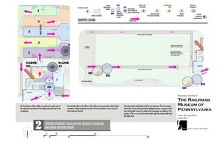 SUBJECT                                               Railroads and                                How Railroads                                   Working on
                                                                                                                                                                                                          ORIENTATION                                                 their Impact                                        Work                                   the Railroad
                                                                                                                                                           CHANGING GALLERY
                                                    STAIR TO
                                                    OVERLOOK
                                                                                                                                                                                                              EXHIBITS                      AUDIO-VISUAL
                                                                                                                                                                                                                         FACILITY           STORY IMMERSION
                                                                                                                                                                                                                         /AMENITIES         (NONE @ OPTION ONE)
                                                                                                                                                                                                                                                                                              Railroads and the                                  Made in                     KIDZONE:
                                                                                                                                                                                     ARRIVAL SEQUENCES                   ORIENTATION                                                    Pennsylvania Landscape                               Pennsylvania                  Activities for
                                                                                                                                                                                                                         EXHIBITS
                                                                                                                                                                                                                                                                                                                                                                       Young Audiences
                                                                                                                                                           GRAPHIC LEGEND                                                                     VISITOR FLOW




                                                       OVERLOOK ABOVE
                                    CENTRAL SPINE
                                                                                        BELOW THE LOCOMOTIVE

                                                                                                                                                                                                  STAIR



                                                                                                                                                                                                                                                               EXISTING SECONDARY WALK FROM PARKING




                                                                                                                                                                                                                                                                                                                             PASSENGER CAR SCULPTURE/SCENIC
                                                                                                                                                                      BUS DROP OFF                                                                                                                                           TREATMENT OUTSIDE /INSIDE LOBBY
                                                                                                                                                                      AND PARKING
                                                                                                      1915 STREETSCAPE
                                                                                                                                                                                                                                                                                                                                                                                                                 CONTROL
                                                                                                                                                                                                                                                                                                                             HEAVY DASHED LINE INDICATES                                                          POINT
                                                                                                                                                                                                                                                                                                                             TROMPE L'OEIL STATION/DEPOT
                                                                                                                                                                                                                                                                                                                             GRAPHICS ALONG 3 STEPS OF FACADE,                    STAIRS
                                                                                                                                                                                                                                                                                                                             FULL HEIGHT OR EYE-LEVEL


                                                                                                                                                                                                                                                                                                                                                                                   T
                                       ENTRY




                                                                                                                                                                                                                                                                                                                                                                                MUSEUM SHOP


                                                                                                                                                                                                                                                                 EXISTING PRIMARY WALK FROM PARKING

                                                      LOBBY                                                                                STAFF PARKING                                                                                                                                                                                                                                                  GGIA
                                                                                                    ELEV & STAIRS
                                                                                                                                                                                                                                                                                                                                                                                                      O
                                                                                                                                                                                                                                                                                                                                                                                                RED L
                                                                                                                                                                                                                                                                                                                                                                                           COVE



                                                                                                        MULTI
                                                                              CONTROL                   USE                                                                                                                                             DROP OFF / TEMPORARY PARKING
                                                                               POINT
                                                                                                                                                                 VEHICULAR ARRIVAL
              STAIRS




               T        T

                                                                              LOBBY                                      LOADING DOCK & STORAGE


          MUSEUM SHOP

                                                                                                    COVERED LOGGIA
                                      OGG      IA
                                RED L
                            COVE
                                                                              ENTRY




The five themes of the exhibit are anchored to make use of                                                                      An orientation film in the lobby or the multi-use room provides a brief subject                        The train station motif begins with the site treatment. The east exterior
the wall space and niches of the rolling stock halls and of the                                                                 orientation, while introductions to each of the main themes occurs along the                           wall of the museum shop and admin building becomes a trompe l'oeil or
roundhouse.                                                                                                                     central spine of the hall.                                                                             bas-relief graphic scene of a station with a passenger car pulling in. The
                                                                                                                                                                                                                                       portion of the car not seen from the outside might be represented inside
                                                                                                                                                                                                                                       the lobby area.


                                                                        VISITOR EXPERIENCE DIAGRAM TWO ENLARGED DIAGRAMS
                                                                        ANCHORED INTERPRETATION
                                                                        10'                           40'                                                                               160'
          N                                            0                       20'                                                   80'                                                                                                                                               320'
 