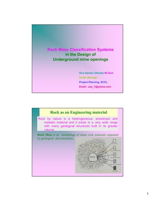 Rock mass classification or rock mass rating of rock materials in civil ...
