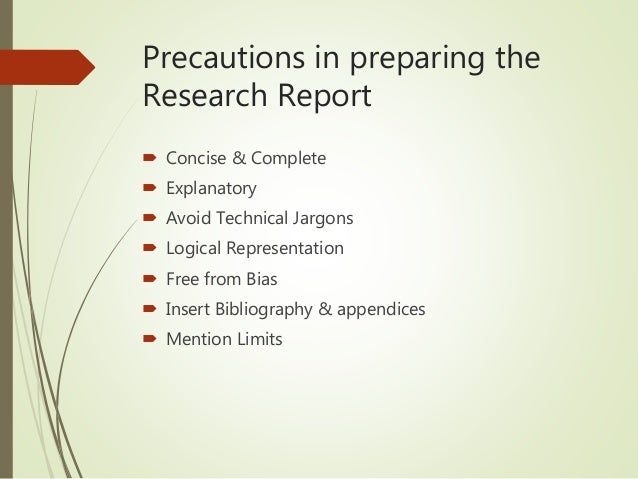 precautions for writing research report
