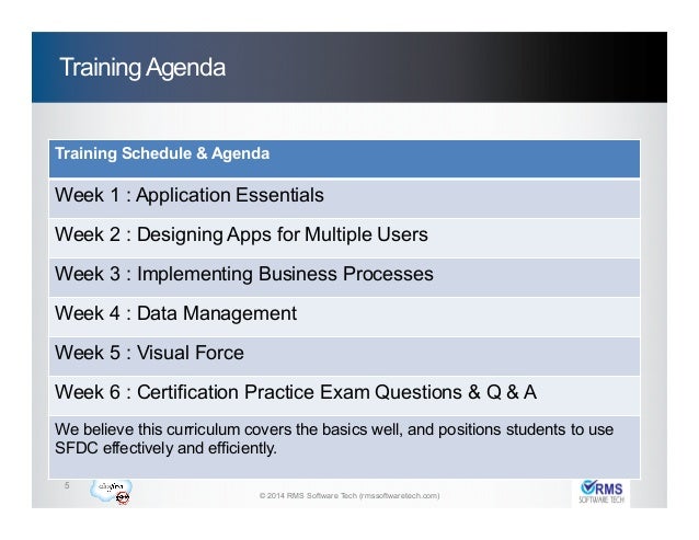 agenda for training