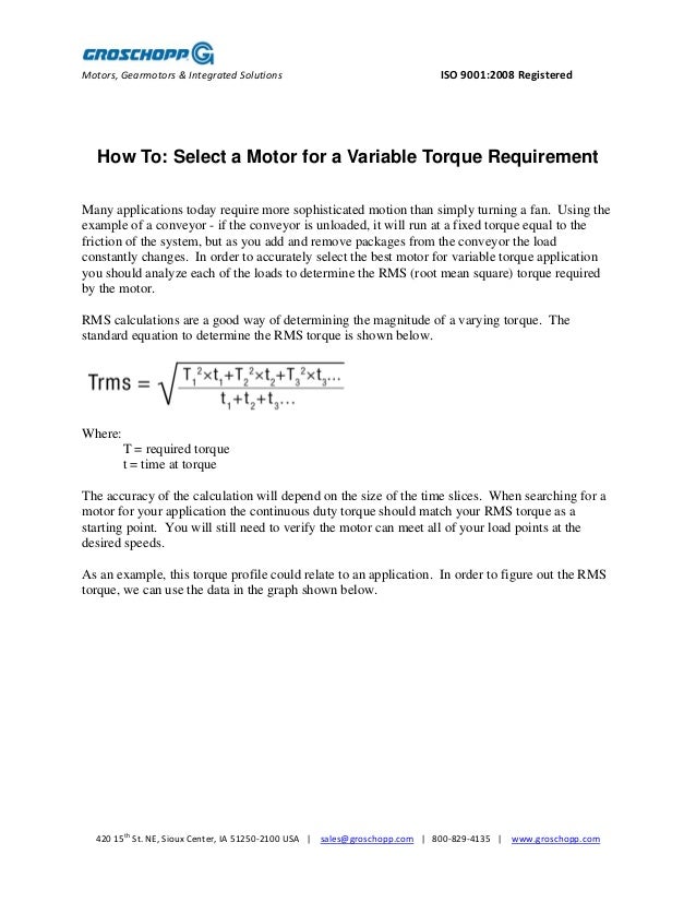 RMS Torque Variable Torque Requirements