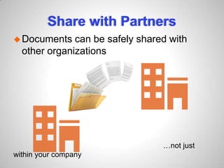 Share with Partners
Documents can be safely shared with
other organizations
…not just
within your company
 