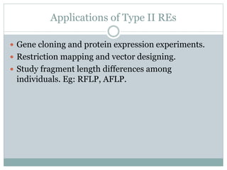 Restriction Visual Expression Restriction-Modification system, Types of Restriction enzymes | PPTX