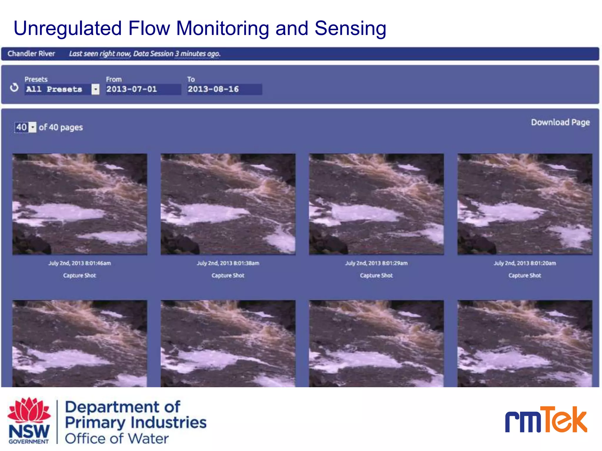 17
Unregulated Flow Monitoring and Sensing
 