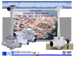 ADGAS – OFFSHORE ASSOCIATED GAS (OAG) PACKAGE 1   Das Island UAETOP ENTRY TRUNNION  BALL  VALVE  30’’ 1500   MOV  WITH  EXTENSION