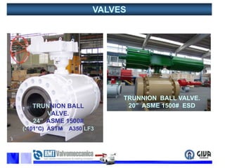 VALVESTRUNNION  BALL VALVE. 20”  ASME 1500#  ESDTRUNNION BALLVALVE.24”  ASME 1500#(-101°C)  ASTM    A350 LF3