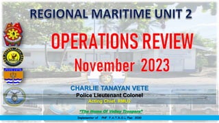 “The Home Of Valley Troopers”
Implementer of PNP P.A.T.R.O.L Plan 2030
CHARLIE TANAYAN VETE
Police Lieutenant Colonel
Acting Chief, RMU2
 