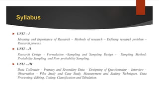research sampling design: key concepts and methods (rm... Research Methodology - Research Design & Sample Design | PPTX