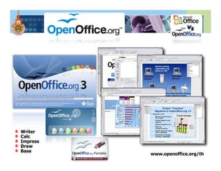 Writer
Calc
Impress
Draw
Base
          www.openoffice.org/th
 