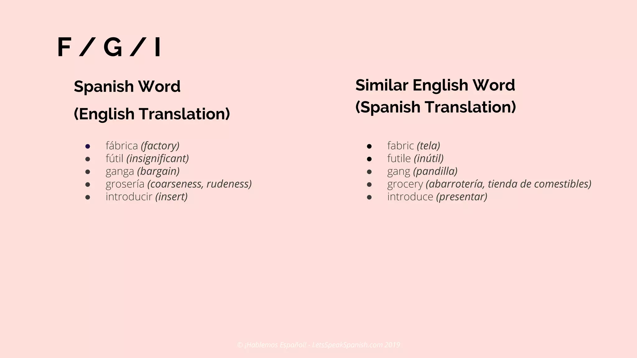 The big list of "False Friends" Spanish - English | PPTX