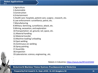 Fundamentals of Robotics and Machine Vision System | PDF