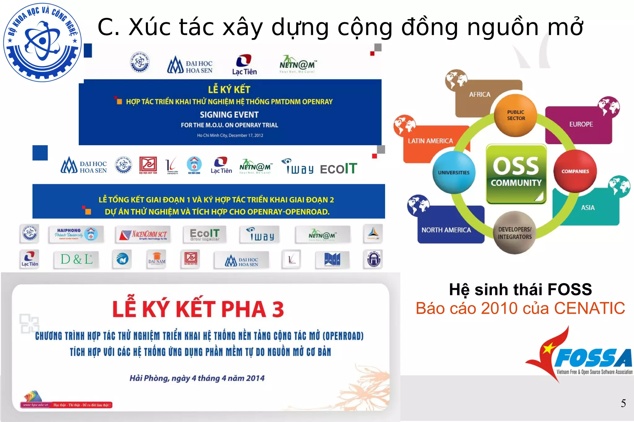5
C. Xúc tác xây dựng cộng đồng nguồn mở
Hệ sinh thái FOSS
Báo cáo 2010 của CENATIC
 