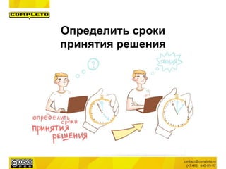 Определить сроки
принятия решения
 
