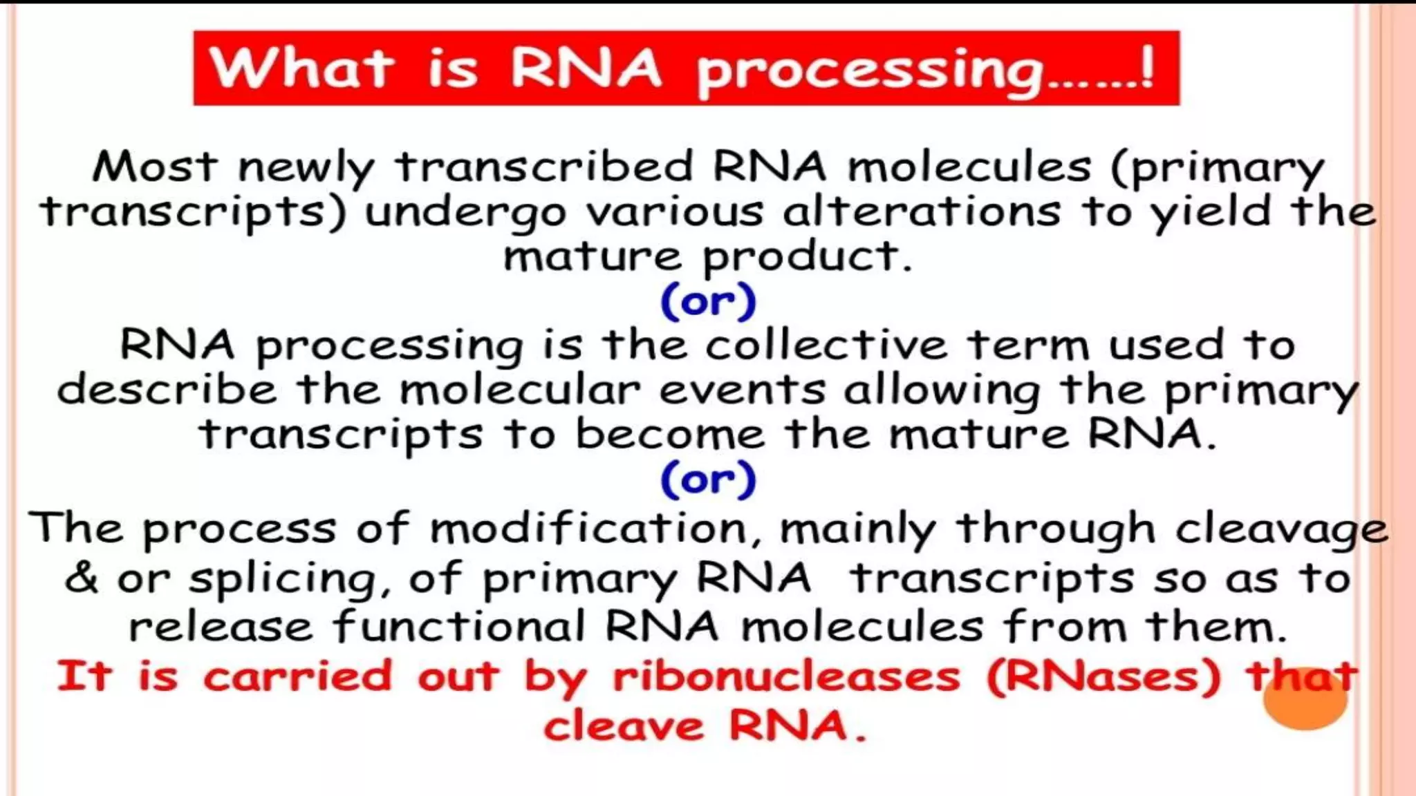 RNA (Structure, Synthesis and mRNA Processing) | PPTX | Chemistry | Science