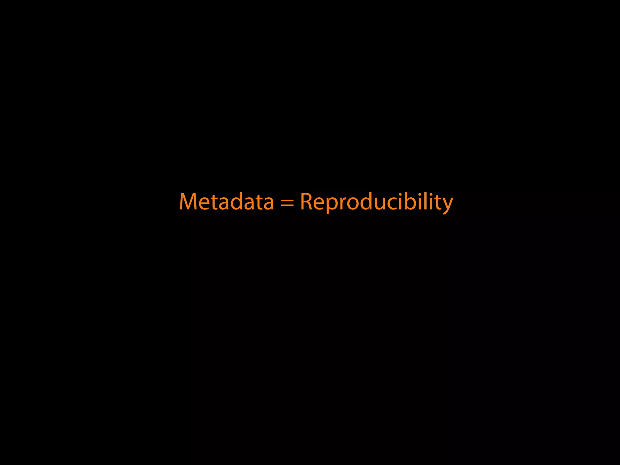 Metadata = Reproducibility
 