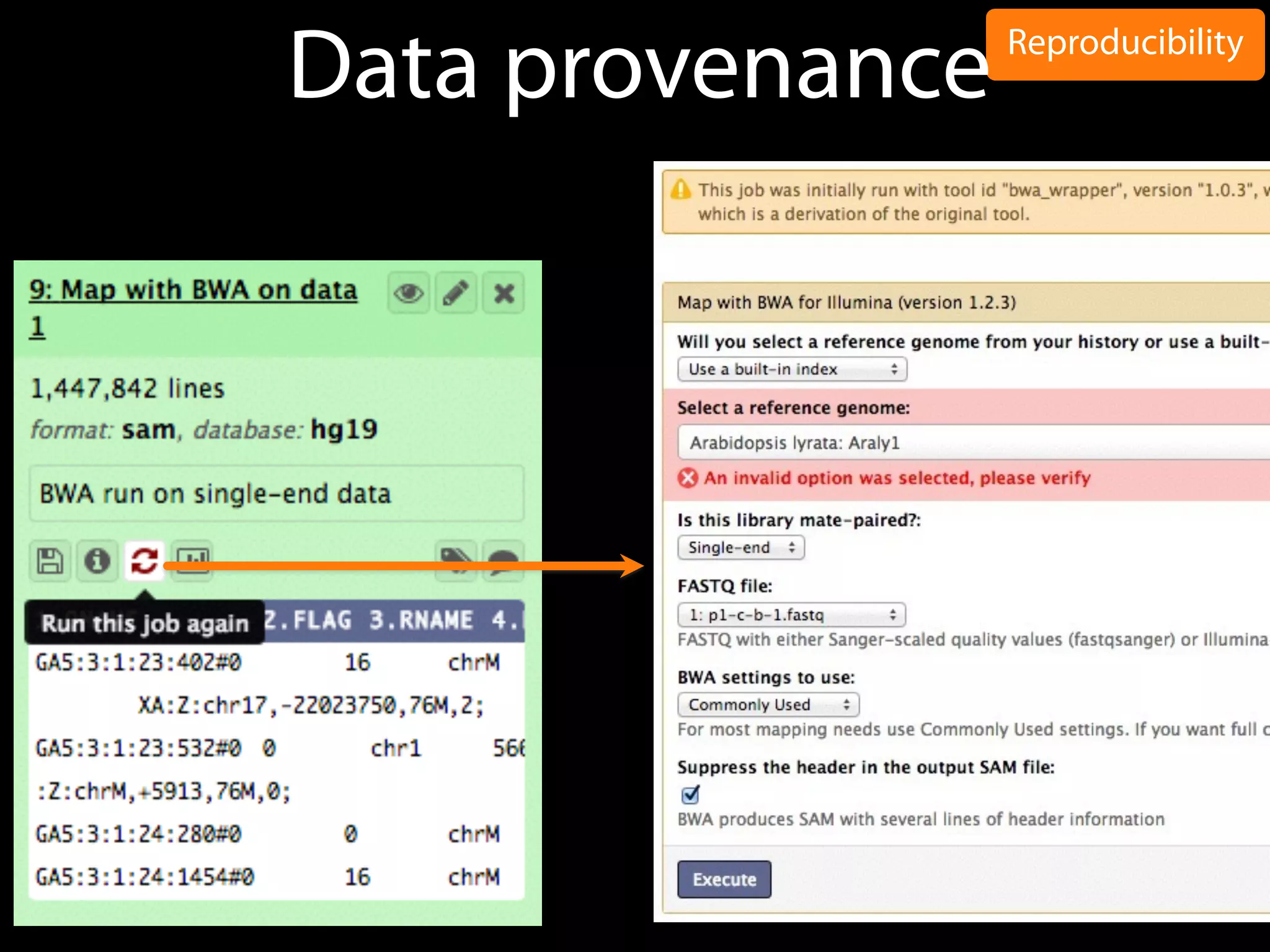 Reproducibility
Data provenance
 