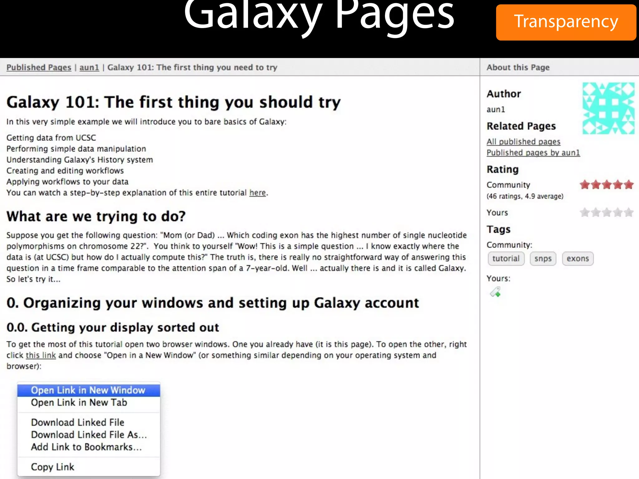 Galaxy Pages Transparency
 