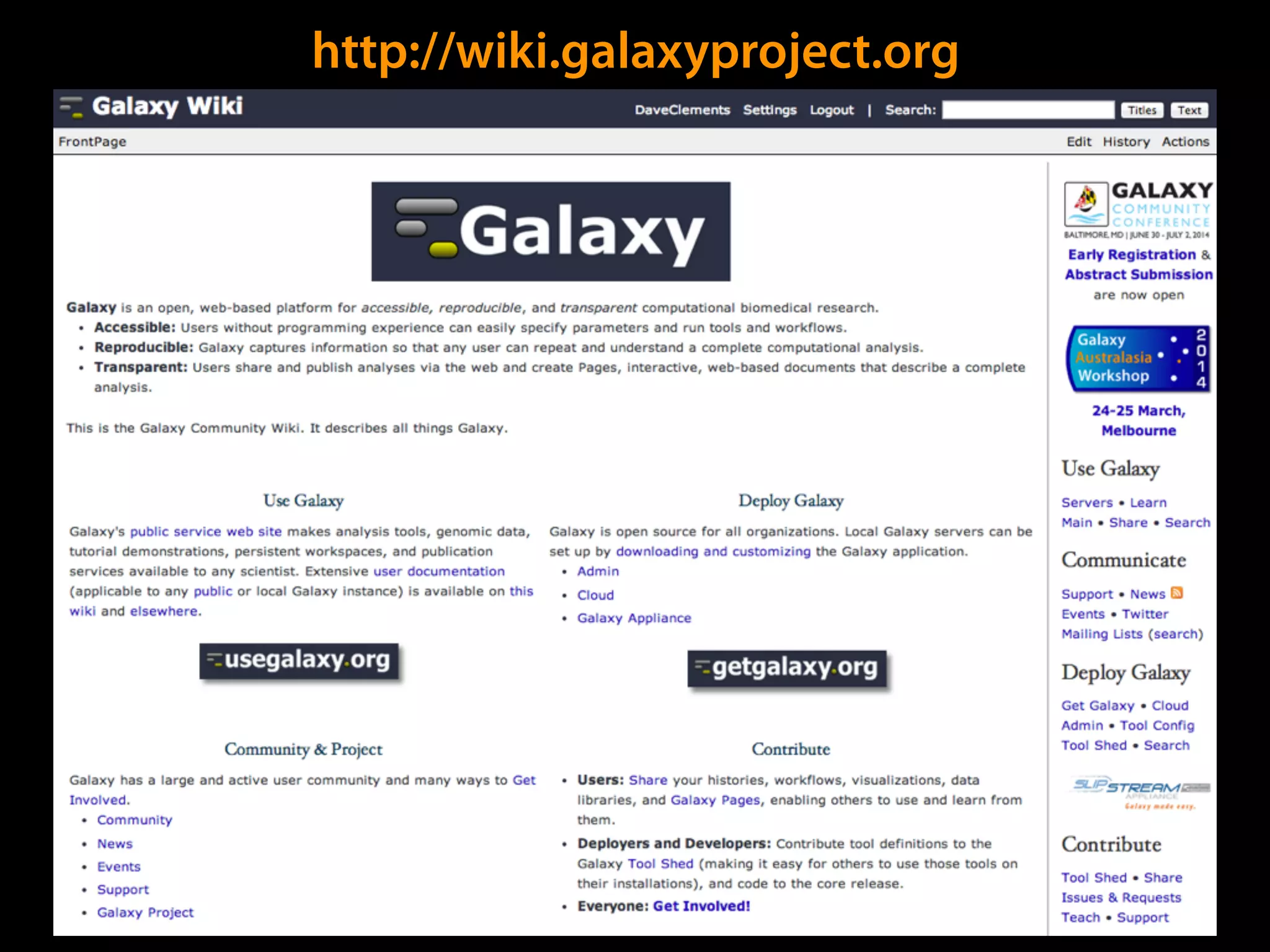 http://wiki.galaxyproject.org
 