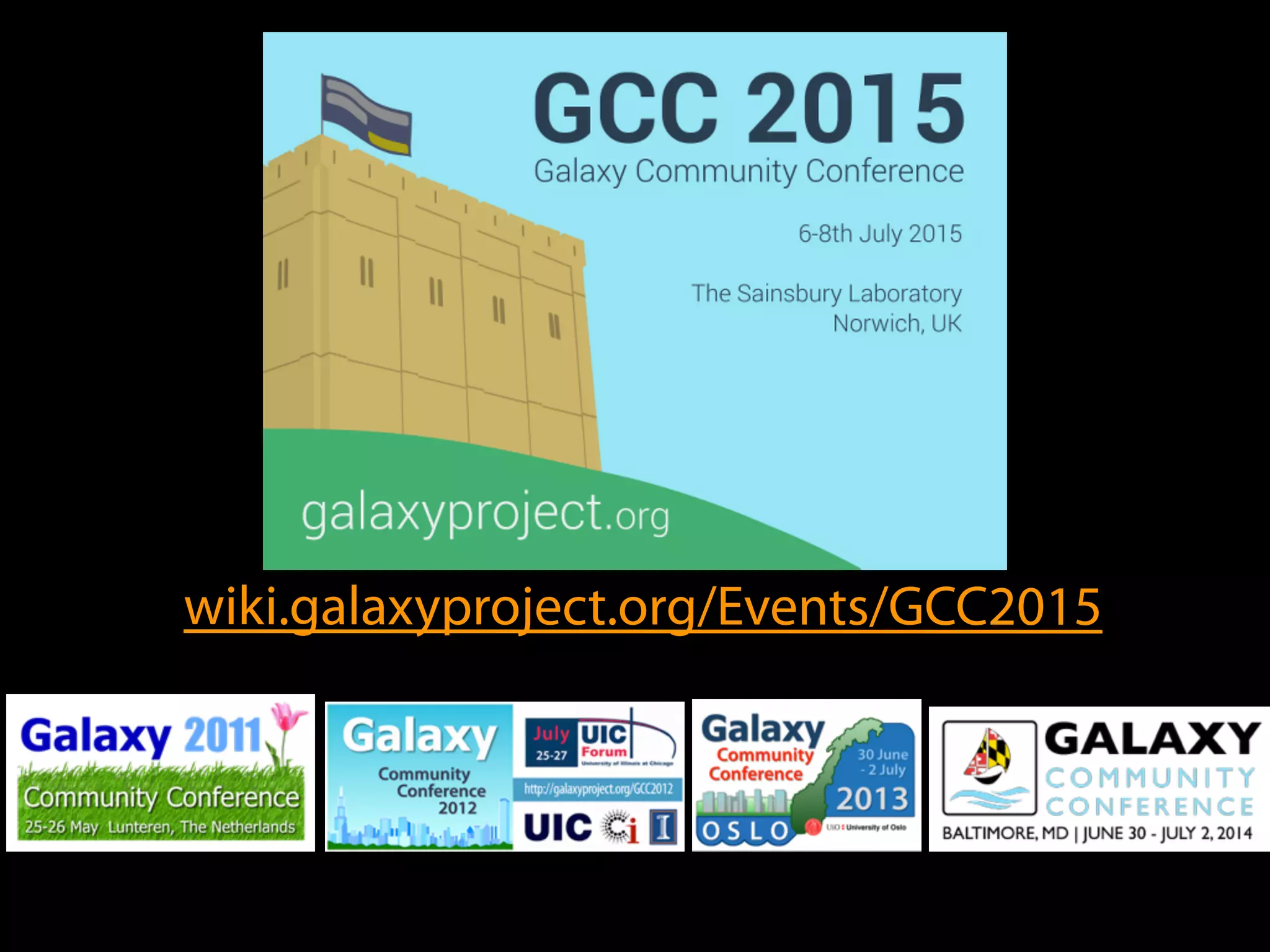 wiki.galaxyproject.org/Events/GCC2015
 