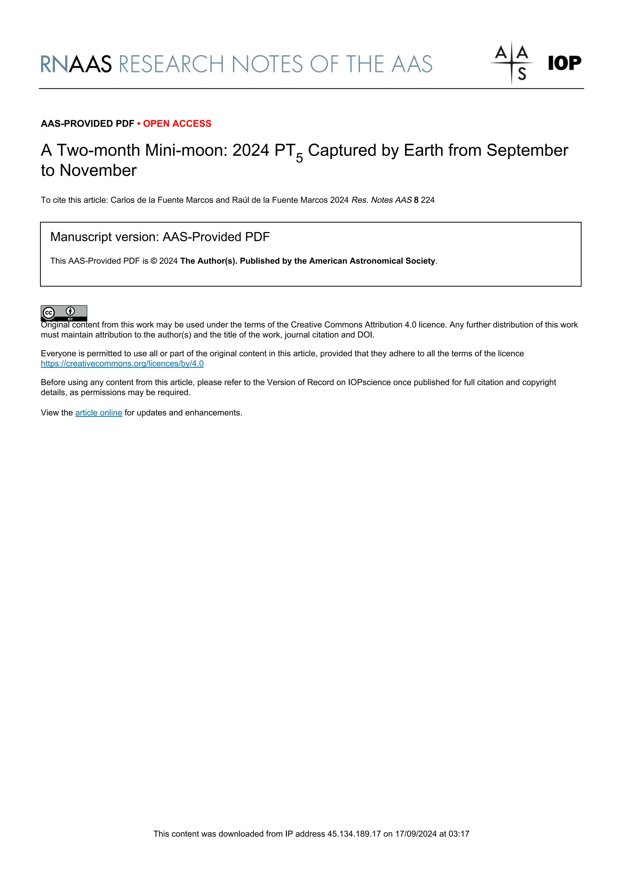 A Twomonth Minimoon 2024 PT5 Captured by Earth from September to