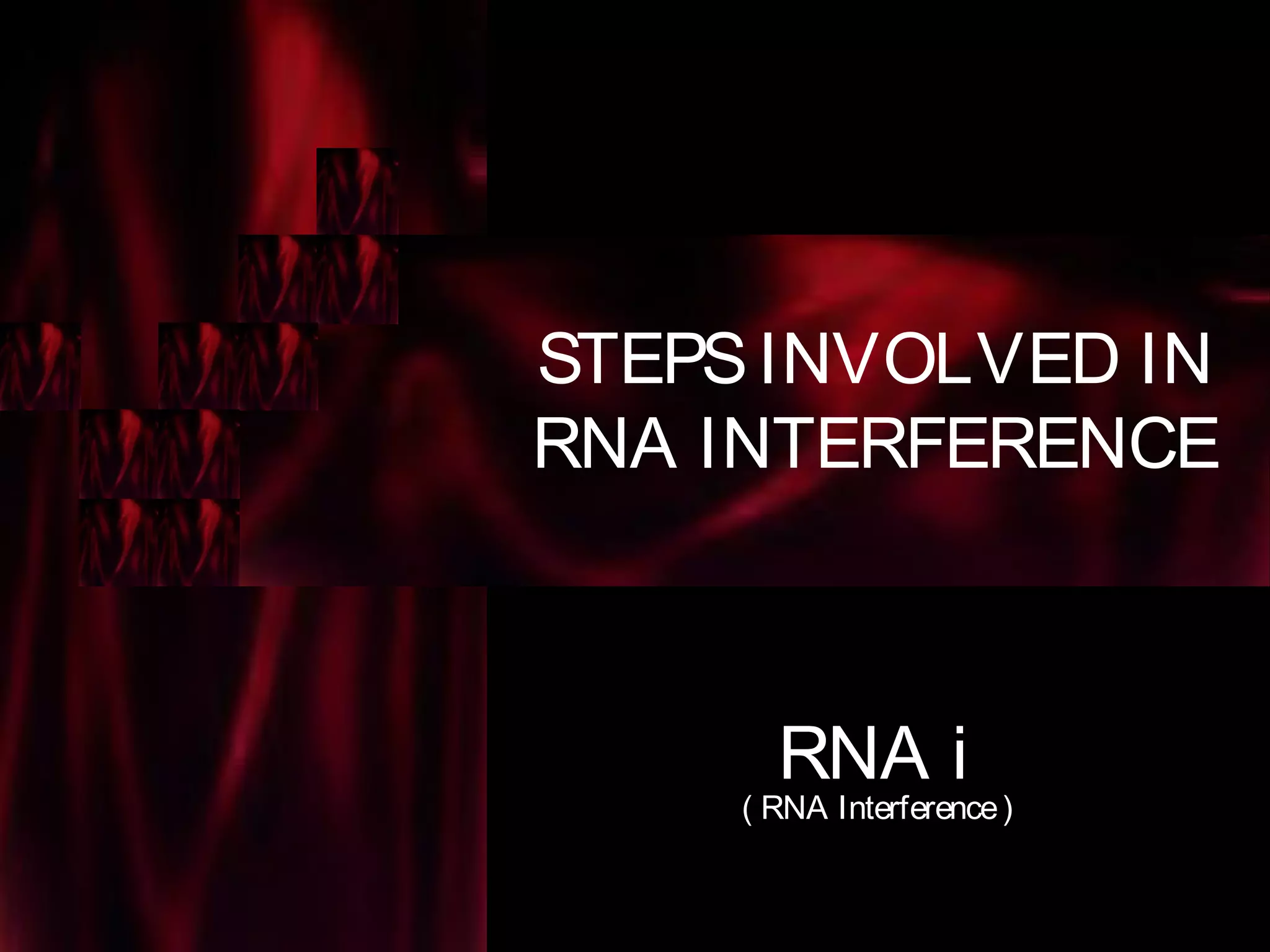 RNA i
( RNA Interference)
STEPSINVOLVED IN
RNA INTERFERENCE
 