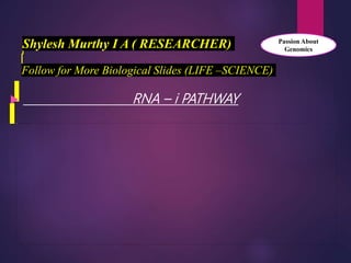  RNA – i PATHWAY
Follow for More Biological Slides (LIFE –SCIENCE)
Shylesh Murthy I A ( RESEARCHER) Passion About
Genomics
 