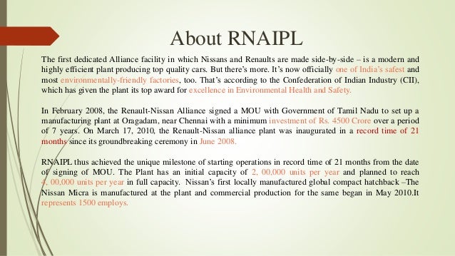 Renault Nissan India Pvt Ltd Chennai