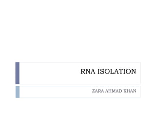 RNA ISOLATION
ZARA AHMAD KHAN
 