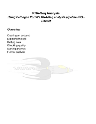 RNA-Seq Analysis
Using Pathogen Portal’s RNA-Seq analysis pipeline RNARocket

Overview
Creating an account
Exploring the site
Getting data
Checking quality
Starting analysis
Further analysis

 