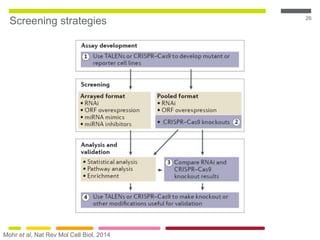 26
Screening strategies
Mohr et al, Nat Rev Mol Cell Biol, 2014
 
