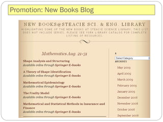 Promotion: New Books Blog
 