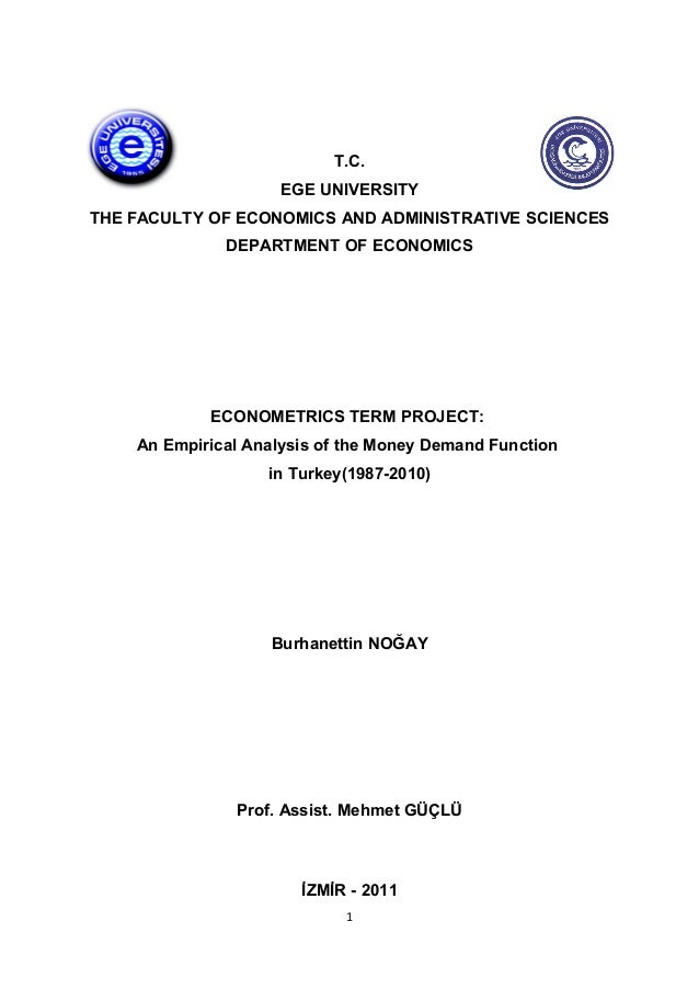 Ornek Donem Projesi Bitirme Tezi Ekonometri Mehmet Guclu Tez Odev