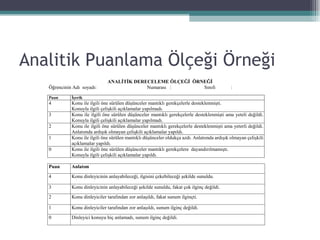 Analitik Puanlama Ölçeği Örneği 