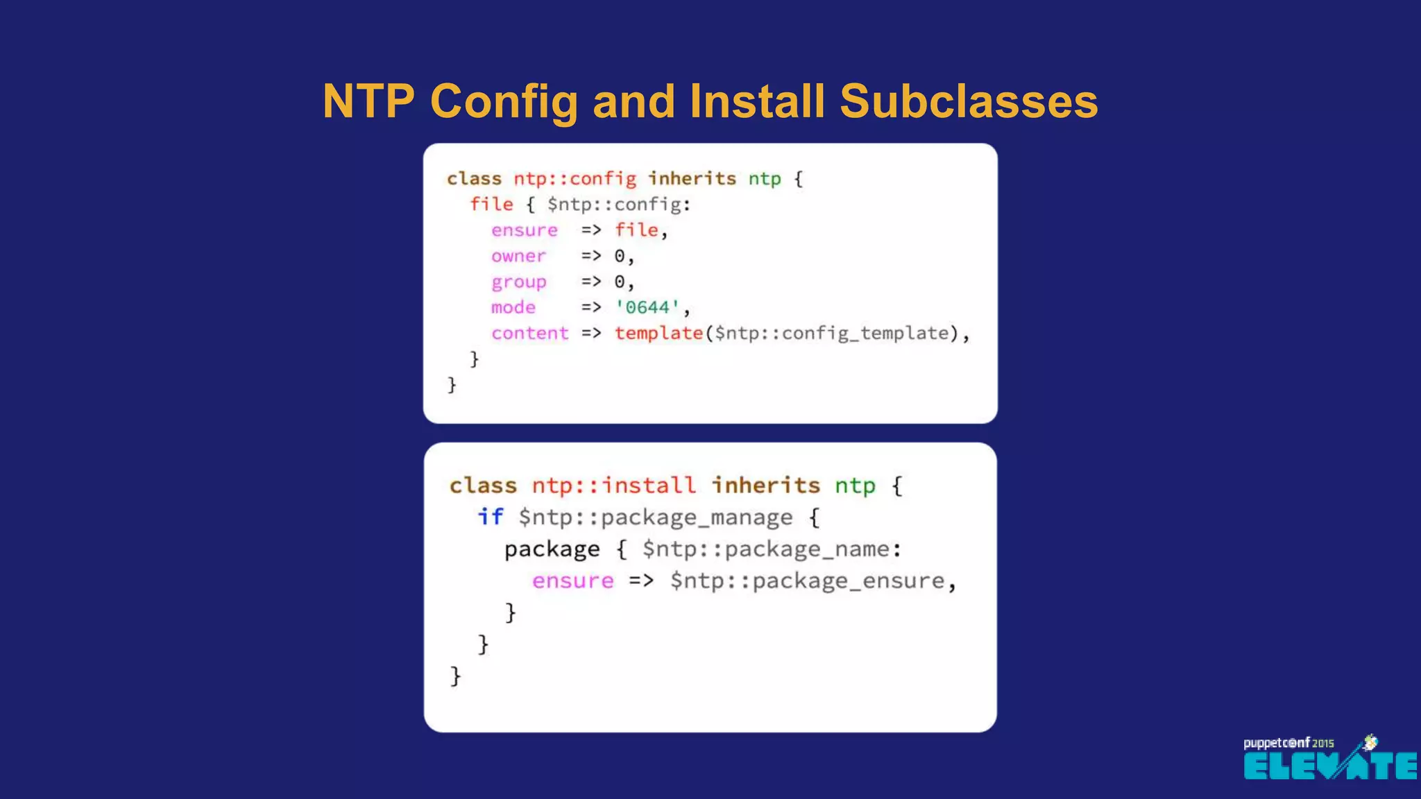 NTP Config and Install Subclasses
 