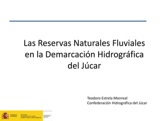 Las Reservas Naturales Fluviales
en la Demarcación Hidrográfica
del Júcar
Teodoro Estrela Monreal
Confederación Hidrográfica del Júcar
 