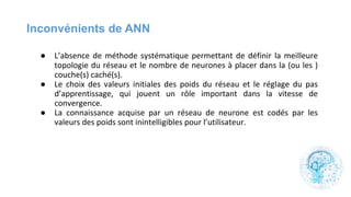 ●
●
●
Inconvénients de ANN
 