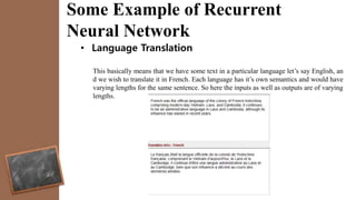Language Model Recurrent Neural Network Example Recurrent Neural Network | PPTX