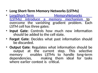 Comprehensive Guide to Recurrent Neural Networks and Their Variants | PPTX