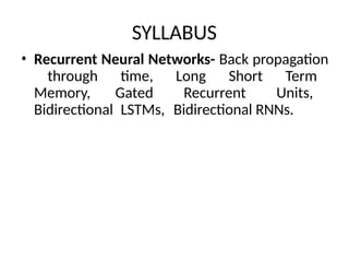 Comprehensive Guide to Recurrent Neural Networks and Their Variants | PPTX