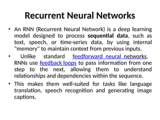 Comprehensive Guide to Recurrent Neural Networks and Their Variants | PPTX