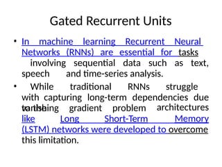Comprehensive Guide to Recurrent Neural Networks and Their Variants | PPTX