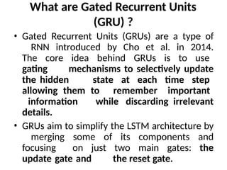 Comprehensive Guide to Recurrent Neural Networks and Their Variants | PPTX